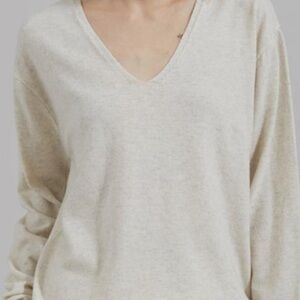 Women Ames V Neck Sweater - Oat Melange | The Frankie Shop